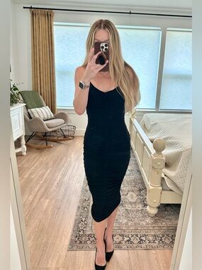 Black Ruched Body-con Dress